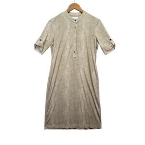 Calvin Klein Snake Skin Print Shirt Dress Size 4 Button Front Midi